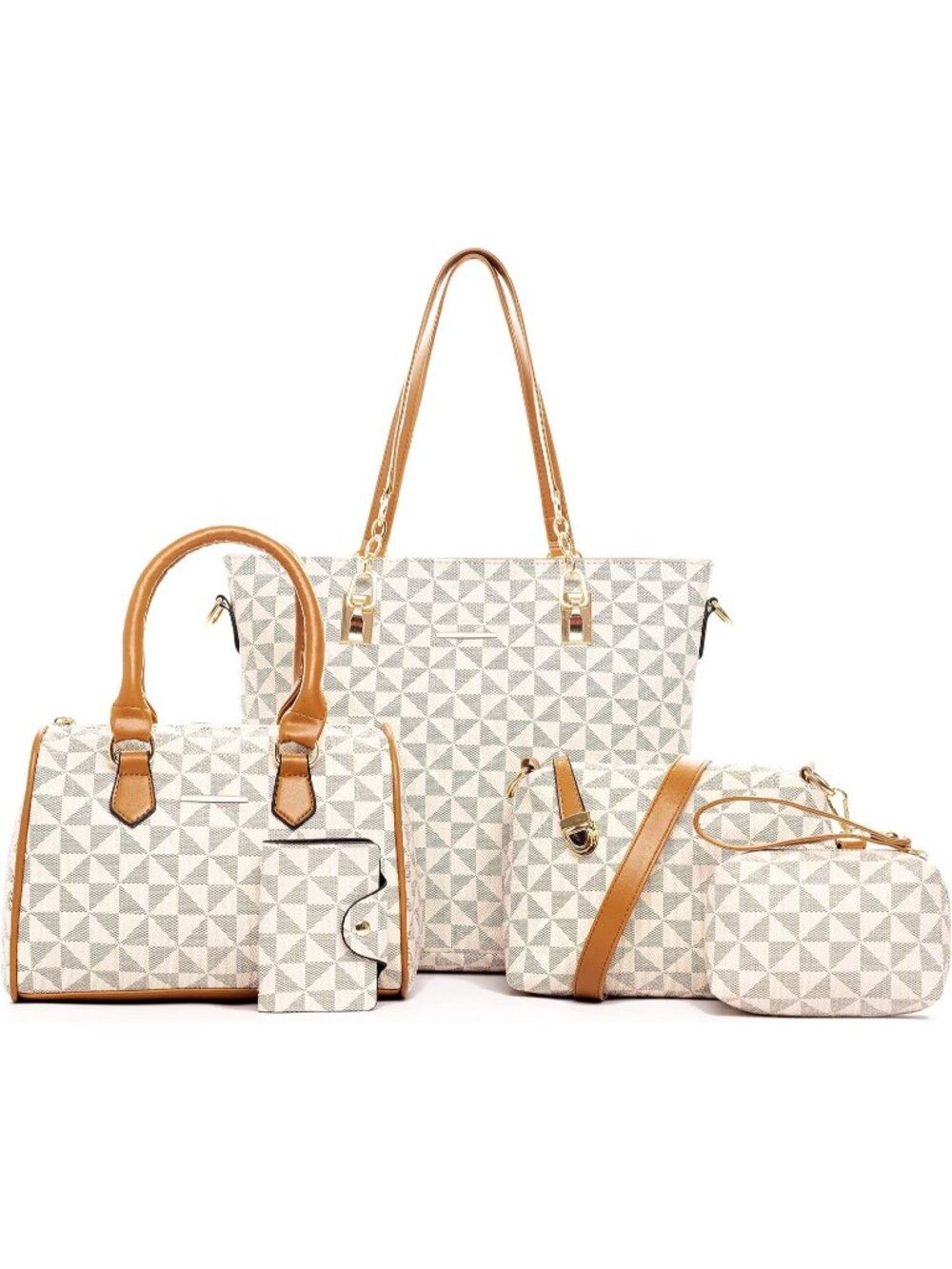 Women's Beige Grey Stylish Satchel Handbag Tote With Top Handle Shoulder Bag